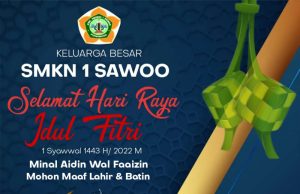 Keluarga Besar SMKN 1 Sawoo Mengucapkan Selamat Hari Raya Idul Fitri 1443 H
