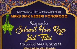 Keluarga Besar MKKS SMK Negeri Ponorogo Mengucapkan Selamat Hari Raya Idul Fitri 1443 H