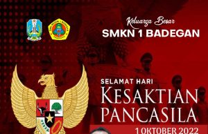 Keluarga Besar SMKN 1 Badegan Mengucapkan Selamat Hari Kesaktian Pancasila