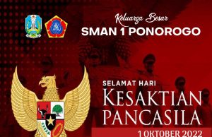 Keluarga Besar SMAN 1 Ponorogo Mengucapkan Selamat Hari Kesaktian Pancasila 1 Oktober 2022
