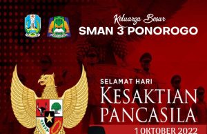 Keluarga Besar SMAN 3 Ponorogo Mengucapkan Selamat Hari Kesaktian Pancasila 1 Oktober 2022