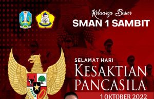 Keluarga Besar SMAN 1 Sambit Mengucapkan Selamat Hari Kesaktian Pancasila 1 Oktober 2022