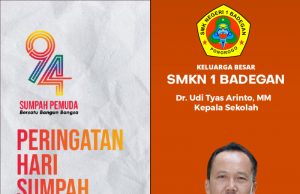 Keluarga Besar SMKN 1 Badegan Mengucapkan Selamat Memperingati Sumpah Pemuda 28 Oktober 2022