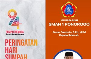 Keluarga Besar SMAN 1 Ponorogo Mengucapkan Selamat Hari Sumpah Pemuda 28 Oktober 2022