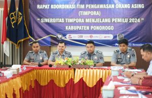 Tingkatkan Kewaspadaan Menjelang Pemilu 2024, TIMPORA Ponorogo Gelar Rapat Koordinasi dan Operasi Gabungan