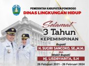 Dinas Lingkungan Hidup Kabupaten Ponorogo Mengucapkan Selamat 3 Tahun Kepemimpinan Bupati H Sugiri Sancoko SE MM & Wabup Hj Lisdyarita SH