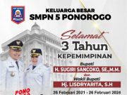 SMPN 5 Ponorogo Mengucapkan Selamat 3 Tahun Kepemimpinan Bupati H. Sugiri Sancoko, SE,MM & Wabup Hj. Lisdyarita, SH
