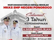 MKKS SMP Negeri Kabupaten Ponorogo Mengucapkan Selamat 3 Tahun Kepemimpinan Bupati H. Sugiri Sancoko, SE, MM & Wabup Hj. Lisdyarita, SH