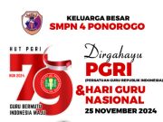 SMPN 4 Ponorogo Mengucapkan Selamat HUT Ke-79 PGRI & Hari Guru Nasional 25 November 2024
