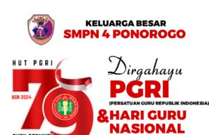 SMPN 4 Ponorogo Mengucapkan Selamat HUT Ke-79 PGRI & Hari Guru Nasional 25 November 2024