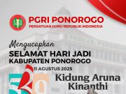 Keluarga Besar PGRI Kabupaten Ponorogo Mengucapkan Selamat Hari Jadi Ke-529 KabupatenPonorogo: Kidung Aruna Kinanthi