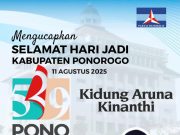 H. Miseri Efendy, SH, MH Anggota Fraksi Partai Demokrat Provinsi Jatim Mengucapkan Selamat Hari Jadi Ke-529 Kabupaten Ponorogo: Kidung Aruna Kinanthi