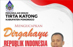 PERUMDA Air Minum Tirta Katong Ponorogo Mengucapkan Selamat HUT Ke-80 Kemerdekaan Republik Indonesia