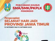 PGRI Cabsus SMA/ SMK/ PKPLK Ponorogo Mengucapan Selamat Hari Jadi Ke-80 Provinsi Jawa Timur