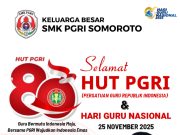 Keluarga Besar SMK PGRI Somoroto Ponorogo Mengucapkan Selamat HUT Ke-80 PGRI & Hari Guru Nasional (HGN) 25 November 2025