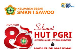 Keluarga Besar SMKN 1 Sawoo Ponorogo Mengucapkan Selamat HUT Ke-80 PGRI & Hari Guru Nasional (HGN) 25 November 2025