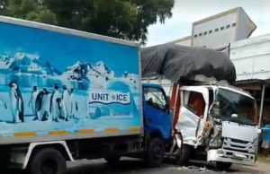 Gagal Nyalip, Kecelakaan Beruntun Tiga Truk & Satu Motor di Sekelip Ponorogo