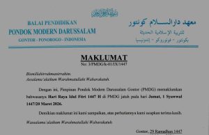 Gontor Ponorogo Tetapkan Idul Fitri 1447 H Jatuh pada Jumat, 20 Maret 2026