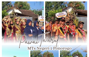Puncak Matamuda, MTsN 1 Ponorogo Pawai Ta’aruf & Baksos: Unjuk Program Unggulan & Berbagi 100 Paket Sembako