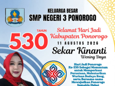 Keluarga Besar SMPN 3 Ponorogo Mengucapkan Selamat Hari Jadi Ke-530 Kabupaten Ponorogo: Sekar Kinanthi Wening Daya