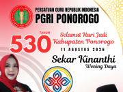 Keluarga Besar PGRI Kabupaten Ponorogo Mengucapkan Selamat Hari Jadi Ke-530 Kabupaten Ponorogo: Sekar Kinanthi Wening Daya