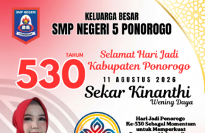 Keluarga Besar SMPN 5 Ponorogo Mengucapkan Selamat Hari Jadi Ke-530 Kabupaten Ponorogo: Sekar Kinanthi Wening Daya