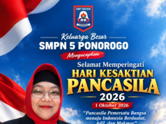 Keluarga Besar SMPN 5 Ponorogo Mengucapkan Selamat Peringatan Hari Kesaktian Pancasila 1 Oktober 2026