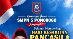 Keluarga Besar SMPN 5 Ponorogo Mengucapkan Selamat Peringatan Hari Kesaktian Pancasila 1 Oktober 2026