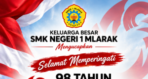 Keluarga Besar SMKN 1 Mlarak Ponorogo Mengucapkan Selamat Hari Sumpah Pemuda 2026: Patriotik, Gigih, Berempati: Pemuda untuk Indonesia