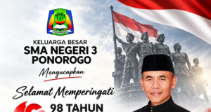 Keluarga Besar SMA Negeri 3 Ponorogo Mengucapkan Selamat Memperingati Sumpah Pemuda, “Patriotik, Gigih, Berempati: Pemuda untuk Indonesia”